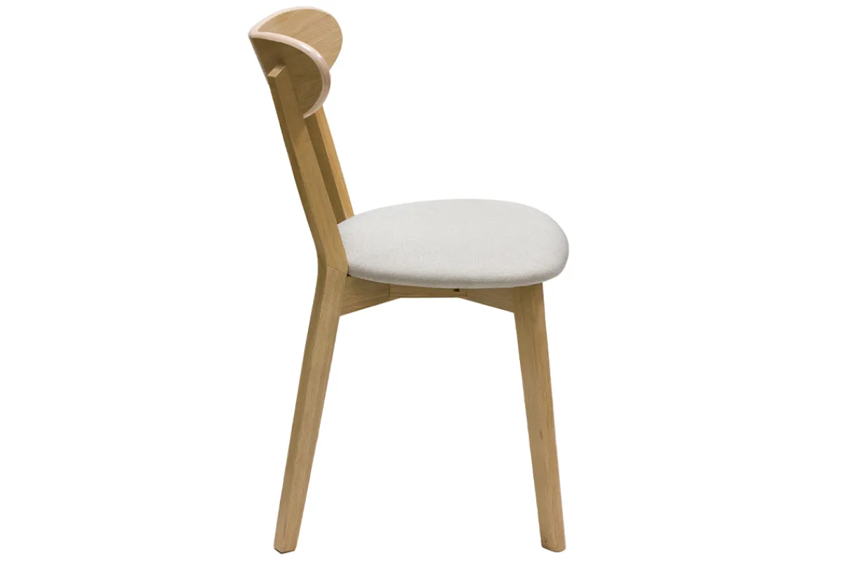 Miliboo Vintage-Stühle aus hellem Holz mit Eichenfurnier und beigem Stoff (2er-Set) DOVE* Design-stühle