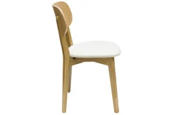 Miliboo Vintage-Stühle aus hellem Holz mit Eichenfurnier und weißem Stoff mit strukturiertem Samteffekt (2er-Set) LUCIA* Design-stühle