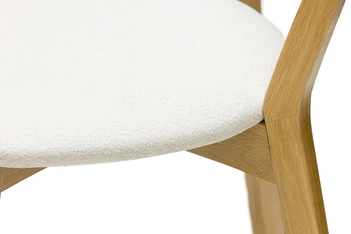 Miliboo Vintage-Stühle aus hellem Holz mit Eichenfurnier und weißem Stoff mit strukturiertem Samteffekt (2er-Set) LUCIA* Design-stühle