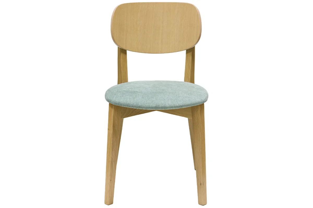 Miliboo Vintage-Stühle aus hellem Holz mit Eichenfurnier und Stoff mit strukturiertem Samteffekt in Seladongrün (2er-Set) LUCIA* Design-stühle