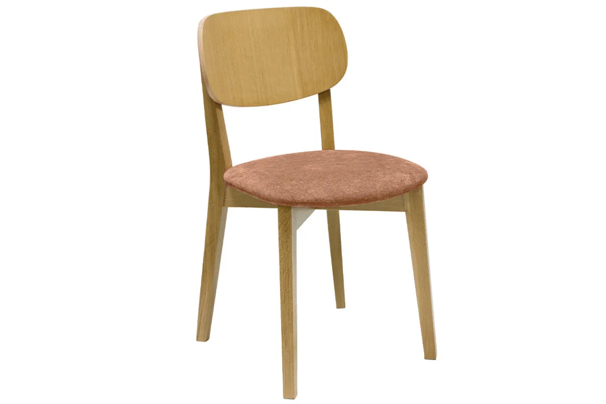 Miliboo Vintage-Stühle aus hellem Holz mit Eichenfurnier und Stoff mit strukturiertem Samteffekt in Terracotta (2er-Set) LUCIA* Design-stühle