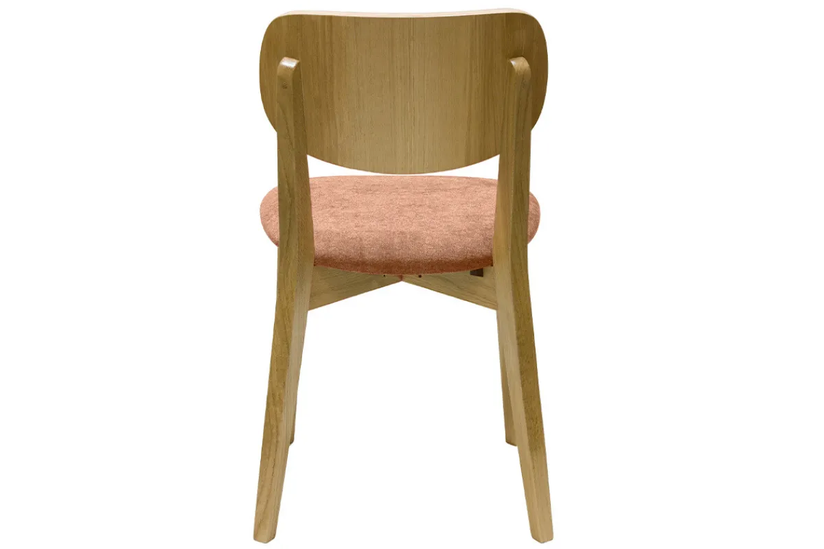Miliboo Vintage-Stühle aus hellem Holz mit Eichenfurnier und Stoff mit strukturiertem Samteffekt in Terracotta (2er-Set) LUCIA* Design-stühle