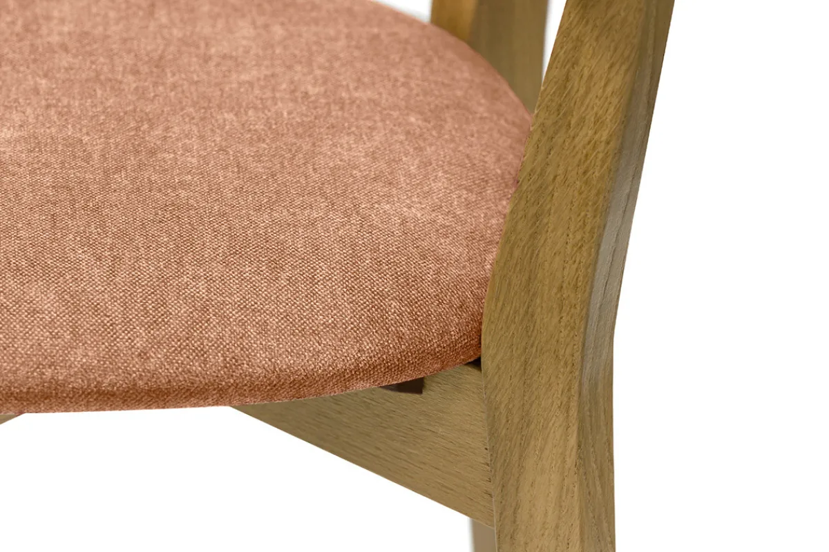 Miliboo Vintage-Stühle aus hellem Holz mit Eichenfurnier und Stoff mit strukturiertem Samteffekt in Terracotta (2er-Set) LUCIA* Design-stühle