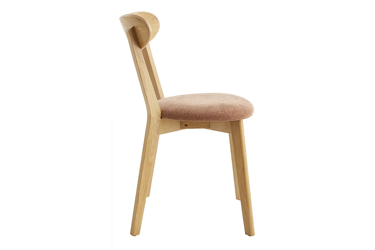 Miliboo Vintage-Stühle aus hellem Holz mit Eichenfurnier und Stoff mit strukturiertem Samteffekt (2er-Set) DOVE* Design-stühle|Holzstühle