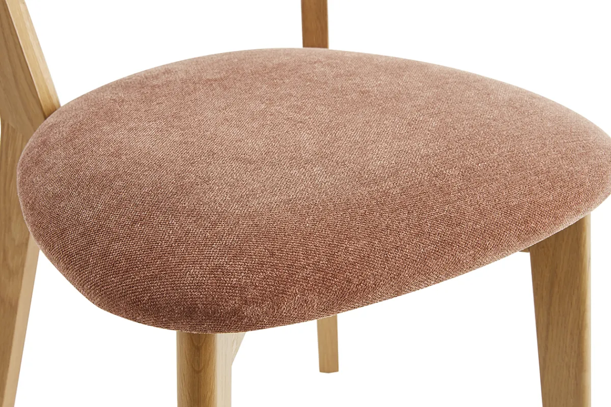 Miliboo Vintage-Stühle aus hellem Holz mit Eichenfurnier und Stoff mit strukturiertem Samteffekt (2er-Set) DOVE* Design-stühle|Holzstühle