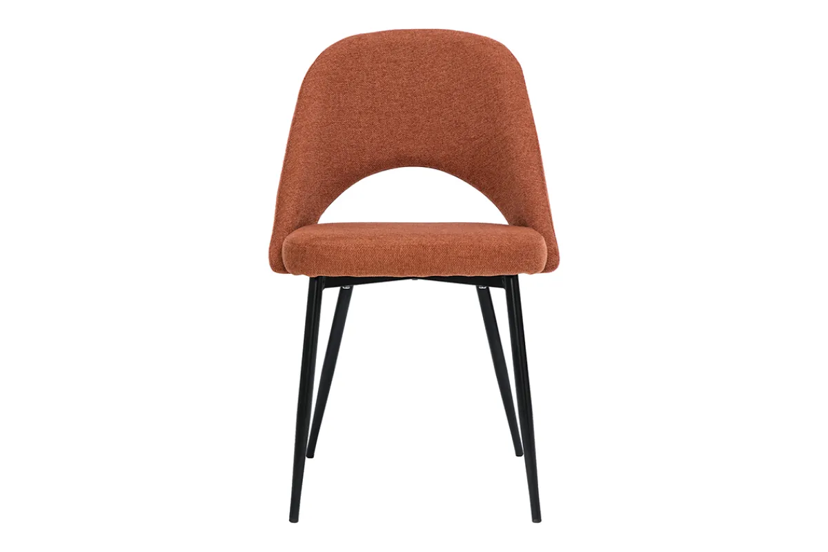 Miliboo Vintage-Stühle aus Stoff mit strukturiertem Samteffekt in Rostbraun und schwarze Metallfüße (2er-Set) COSETTE* Design-stühle