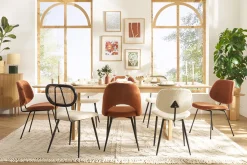 Miliboo Vintage-Stühle aus Stoff mit strukturiertem Samteffekt in Rostbraun und schwarze Metallfüße (2er-Set) COSETTE* Design-stühle