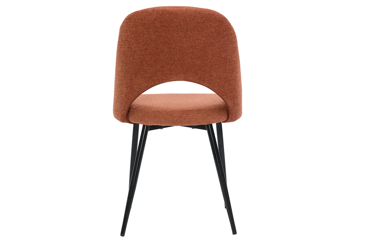Miliboo Vintage-Stühle aus Stoff mit strukturiertem Samteffekt in Rostbraun und schwarze Metallfüße (2er-Set) COSETTE* Design-stühle