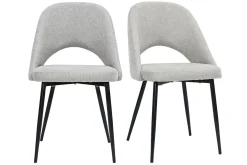 Miliboo Vintage-Stühle aus Stoff mit strukturiertem Samteffekt in Grau und schwarze Metallfüße (2er-Set) COSETTE* Design-stühle