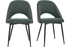 Miliboo Vintage-Stühle aus Stoff mit strukturiertem Samteffekt in Grün und schwarze Metallfüße (2er-Set) COSETTE* Design-stühle