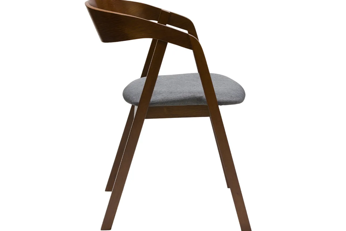 Miliboo Vintage-Stühle Massivholz nussbaumfarben gebeizt und grauer Stoff (2er-Set) LOVA* Design-stühle|Holzstühle