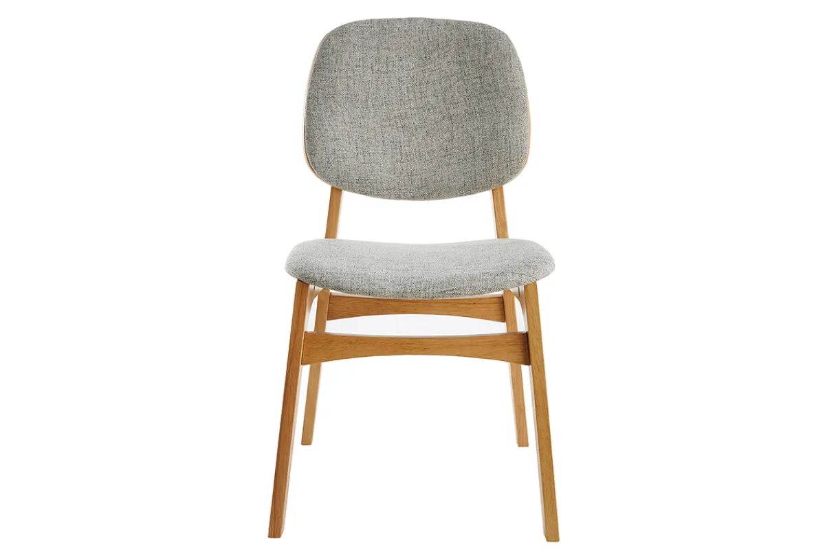 Miliboo Vintage-Stühle mit hellgrauem Stoff und hellem Holz (2er-Set) SOQUETTE* Design-stühle|Holzstühle