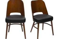 Miliboo Vintage-Stühle Walnussoptik und schwarze Sitzfläche (2er-Set) EDITO* Design-stühle|Holzstühle