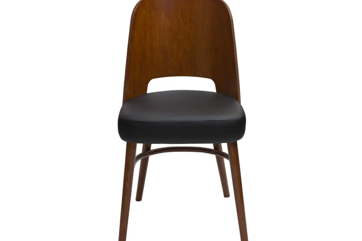 Miliboo Vintage-Stühle Walnussoptik und schwarze Sitzfläche (2er-Set) EDITO* Design-stühle|Holzstühle