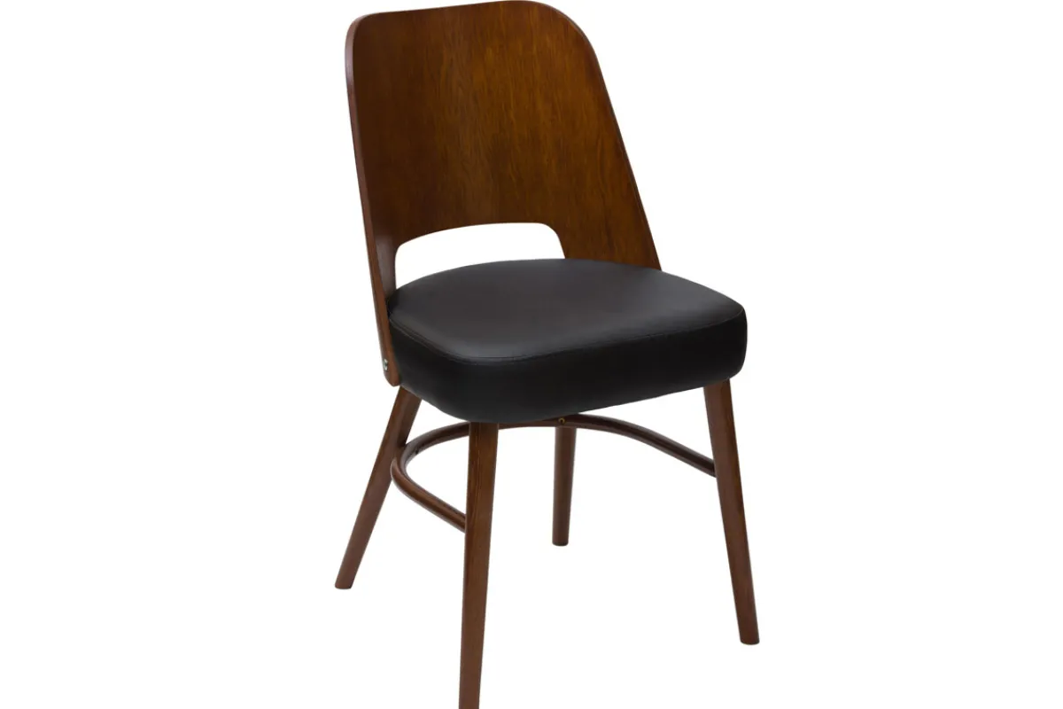 Miliboo Vintage-Stühle Walnussoptik und schwarze Sitzfläche (2er-Set) EDITO* Design-stühle|Holzstühle
