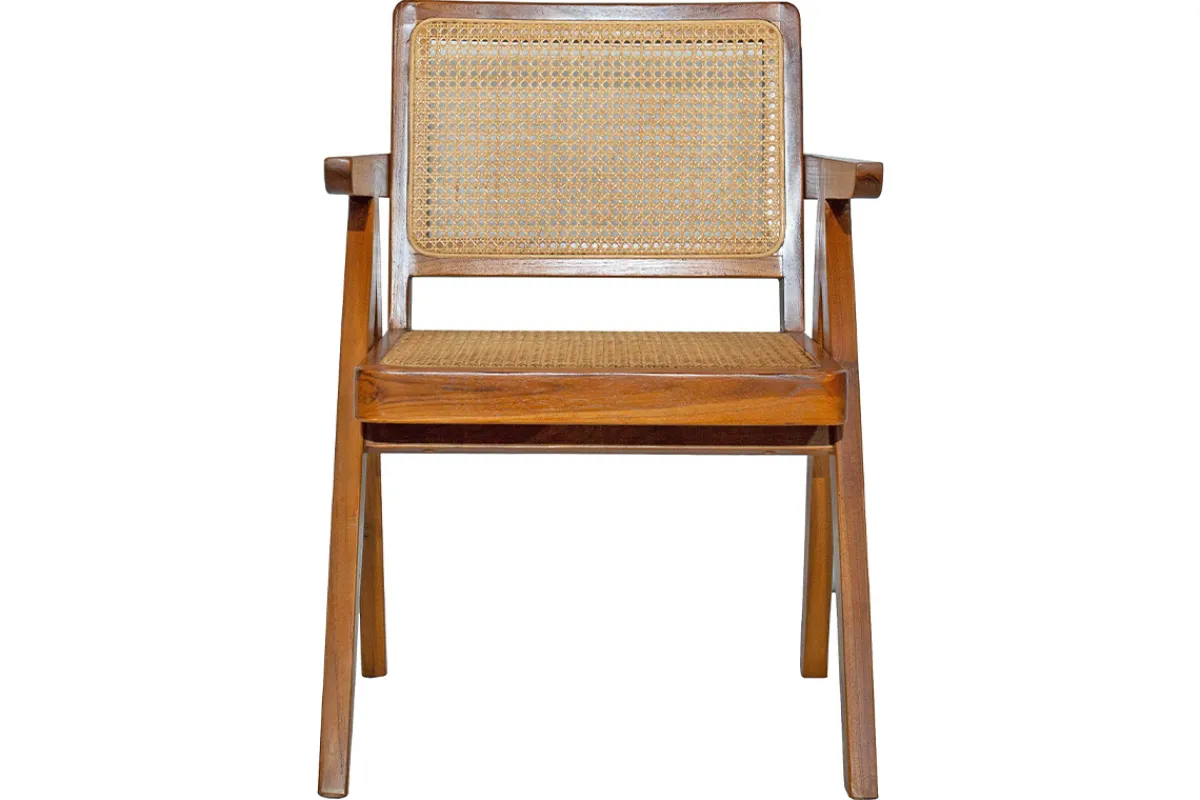 Miliboo Vintage-Stuhl aus massivem Teakholz und Rattangeflecht JANNIE* Design-stühle|Holzstühle