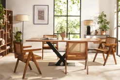Miliboo Vintage-Stuhl aus massivem Teakholz und Rattangeflecht JANNIE* Design-stühle|Holzstühle