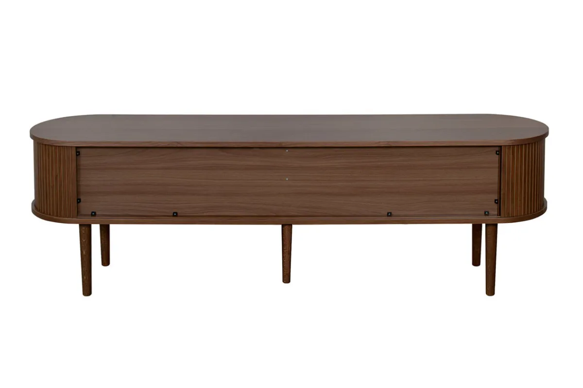 Miliboo Vintage-TV-Möbel aus dunklem Walnussfurnier mit Ablagefächern und 2 Schiebetüren B180 cm EPIC* Tv-lowboards