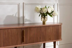 Miliboo Vintage-TV-Möbel aus dunklem Walnussfurnier mit Ablagefächern und 2 Schiebetüren B180 cm EPIC* Tv-lowboards
