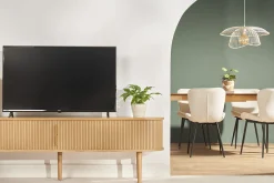 Miliboo Vintage-TV-Möbel aus hellem Eichenholz mit Ablagefächern und 2 Schiebetüren B180 cm EPIC* Tv-lowboards