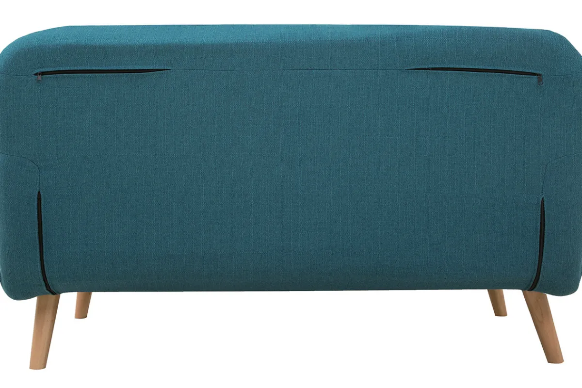 Miliboo Wandelbare 2-Sitzer-Bank aus enteblauem Stoff AMIKO* Schlafsofas|Schlafsessel