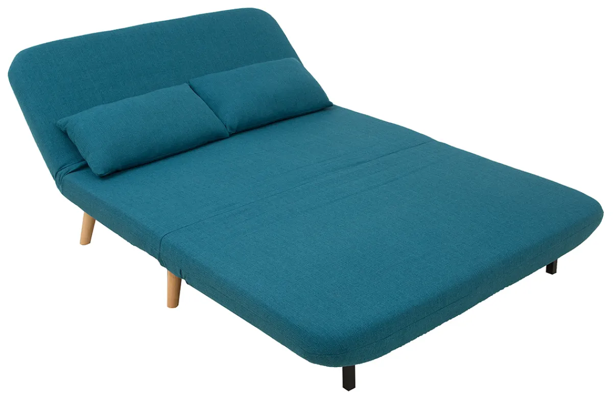 Miliboo Wandelbare 2-Sitzer-Bank aus enteblauem Stoff AMIKO* Schlafsofas|Schlafsessel