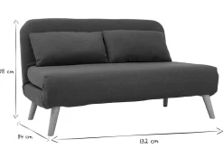 Miliboo Wandelbare 2-Sitzer-Bank aus enteblauem Stoff AMIKO* Schlafsofas|Schlafsessel