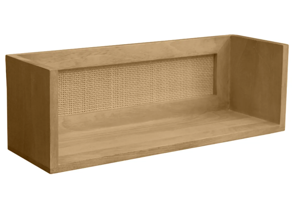 Miliboo Wandregal aus massivem Mangoholz und Rattan-Rohrgeflecht B60 cm ACANGE* Wandregale|Alle Dekoration