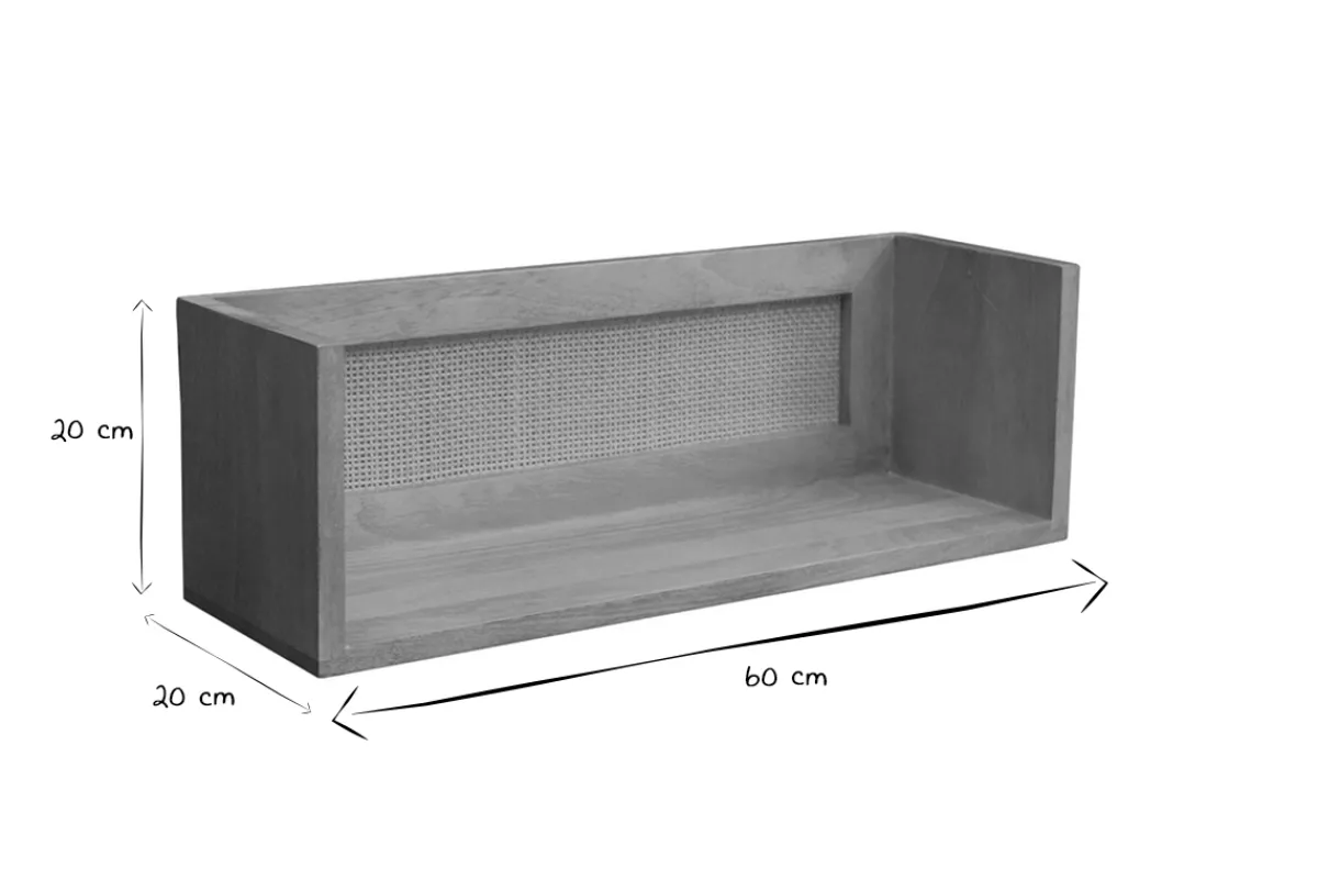 Miliboo Wandregal aus massivem Mangoholz und Rattan-Rohrgeflecht B60 cm ACANGE* Wandregale|Alle Dekoration