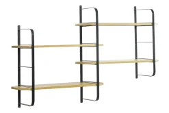 Miliboo Wandregal aus massivem Mangoholz und schwarzem Metall B122 cm AKINA* Bücherregale|Bücherregale