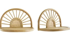 Miliboo Wandregale aus naturfarbenem Rattan und Rohrgeflecht B40 cm (2er Set) BOW* Nachttische|Wandregale