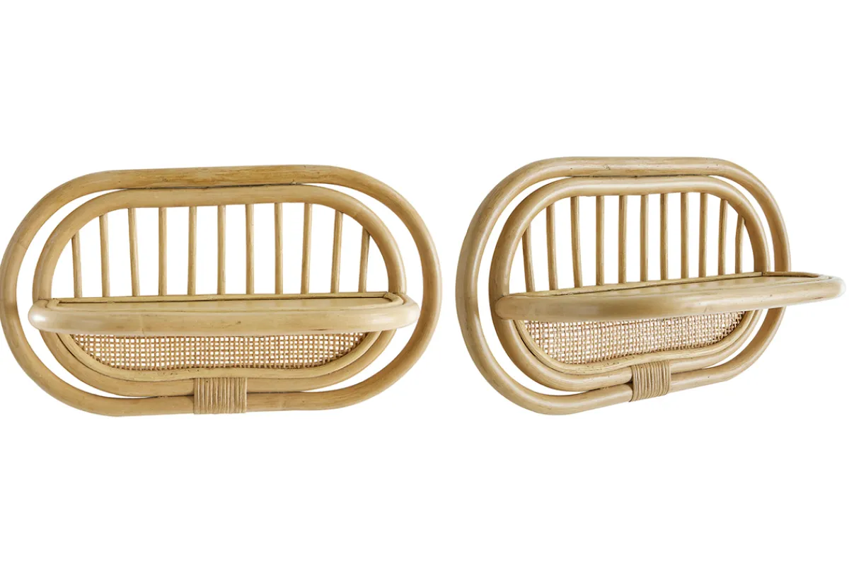 Miliboo Wandregale aus naturfarbenem Rattan und Rohrgeflecht B45 cm (2er-Set) SYBILLE* Nachttische|Wandregale