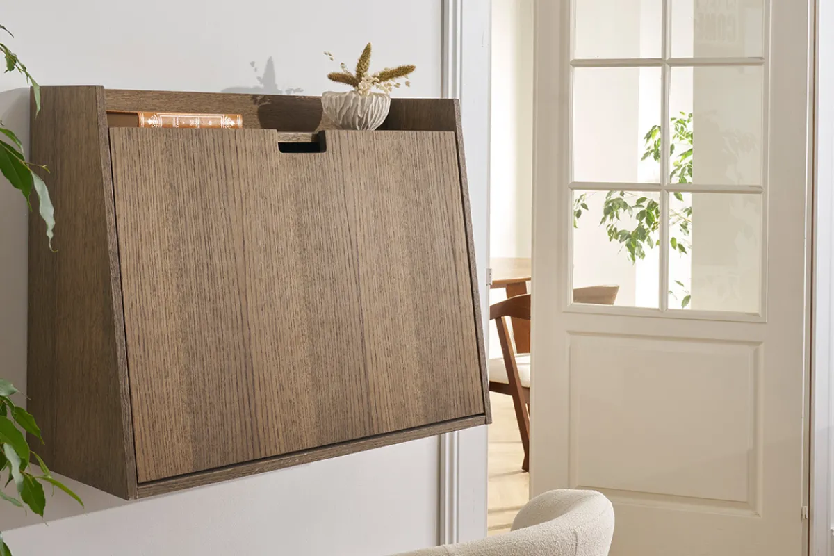 Miliboo Wandschreibtisch mit Ablagen aus dunklem Holz B78 cm GABIN* Design-schreibtische