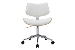 Miliboo Weißer Design-Bürostuhl mit Rollen, helles Holz mit Eichenfurnier und Metall MALMO* Bürostühle|Bürostuhl Zum Kleinen Preis