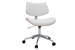 Miliboo Weißer Design-Bürostuhl mit Rollen, helles Holz mit Eichenfurnier und Metall MALMO* Bürostühle|Bürostuhl Zum Kleinen Preis