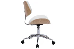 Miliboo Weißer Design-Bürostuhl mit Rollen, helles Holz mit Eichenfurnier und Metall MALMO* Bürostühle|Bürostuhl Zum Kleinen Preis