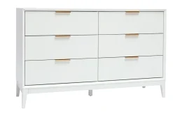 Miliboo Weißes mattes Sideboard mit goldenem Metall 6 Schubladen L120 cm GIANA* Kommoden|Kommoden
