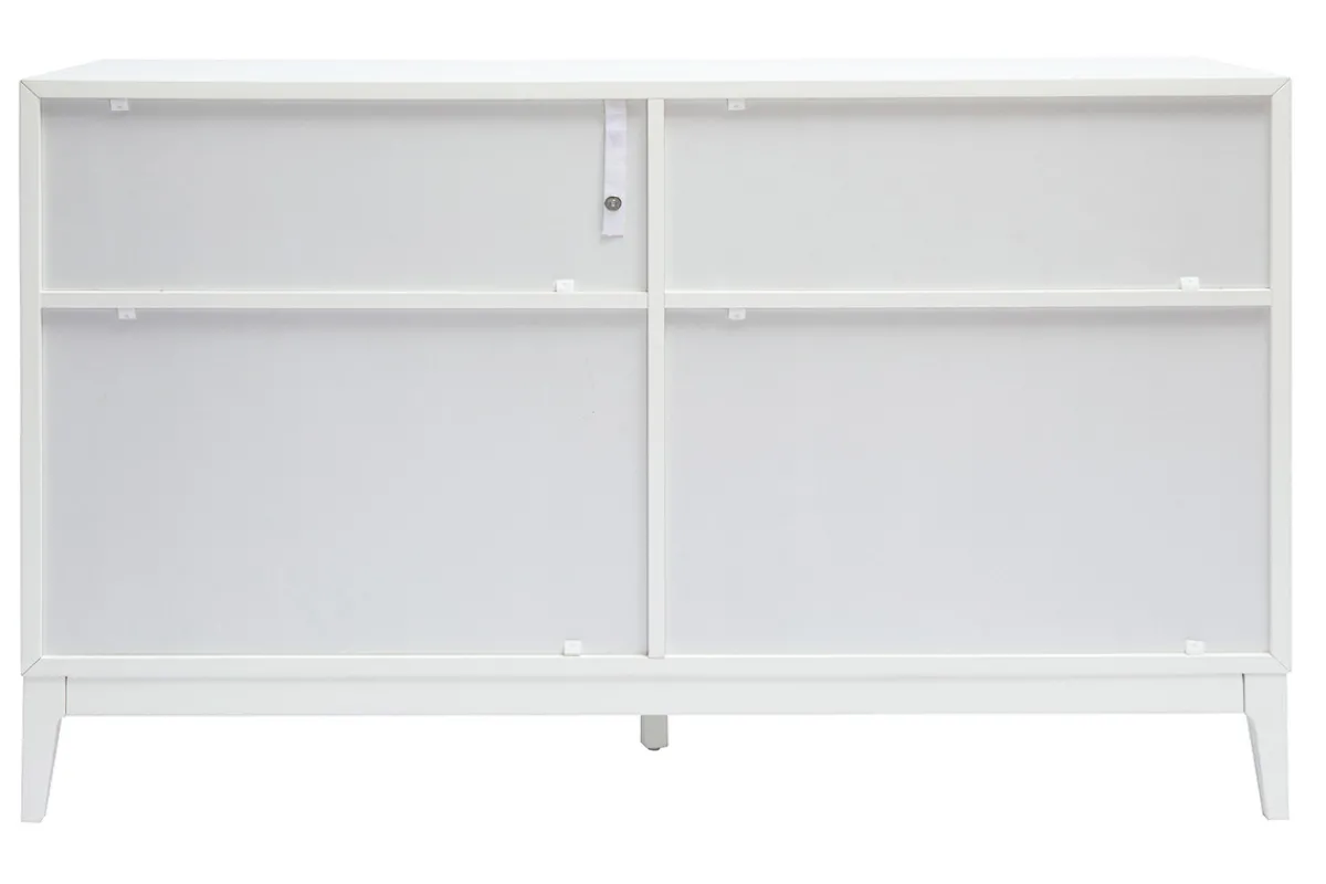 Miliboo Weißes mattes Sideboard mit goldenem Metall 6 Schubladen L120 cm GIANA* Kommoden|Kommoden