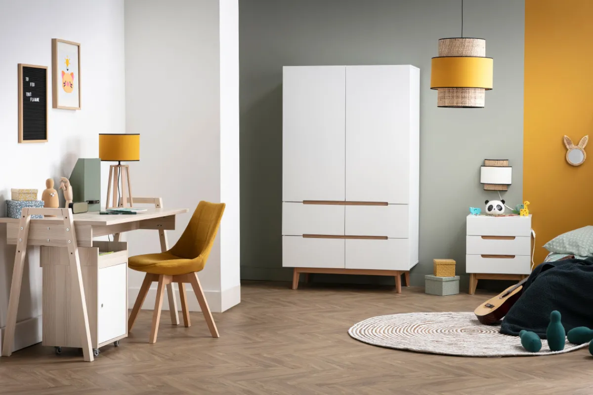 Miliboo Wäscheschrank skandinavischer Stil, weiß und helles Holz KELMA*Kinder Schränke|Aufbewahrungsmöbel Für Kinder