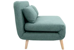 Miliboo Zweisitzer-Schlafsofa aus graugrünem Stoff und hellem Holz AMIKO* Schlafsofas|Schlafsessel