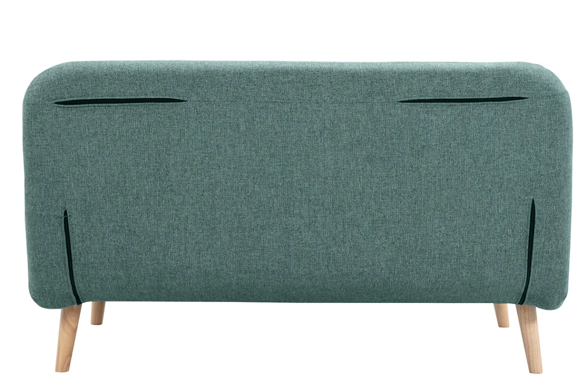 Miliboo Zweisitzer-Schlafsofa aus graugrünem Stoff und hellem Holz AMIKO* Schlafsofas|Schlafsessel