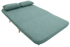 Miliboo Zweisitzer-Schlafsofa aus graugrünem Stoff und hellem Holz AMIKO* Schlafsofas|Schlafsessel
