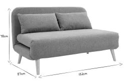 Miliboo Zweisitzer-Schlafsofa aus graugrünem Stoff und hellem Holz AMIKO* Schlafsofas|Schlafsessel