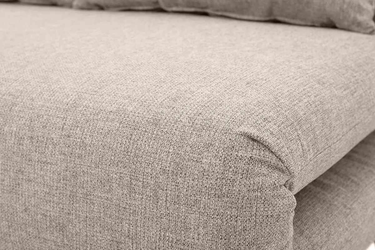 Miliboo Zweisitzer-Schlafsofa aus taupefarbenem Stoff und hellem Holz AMIKO* Schlafsofas|Schlafsessel
